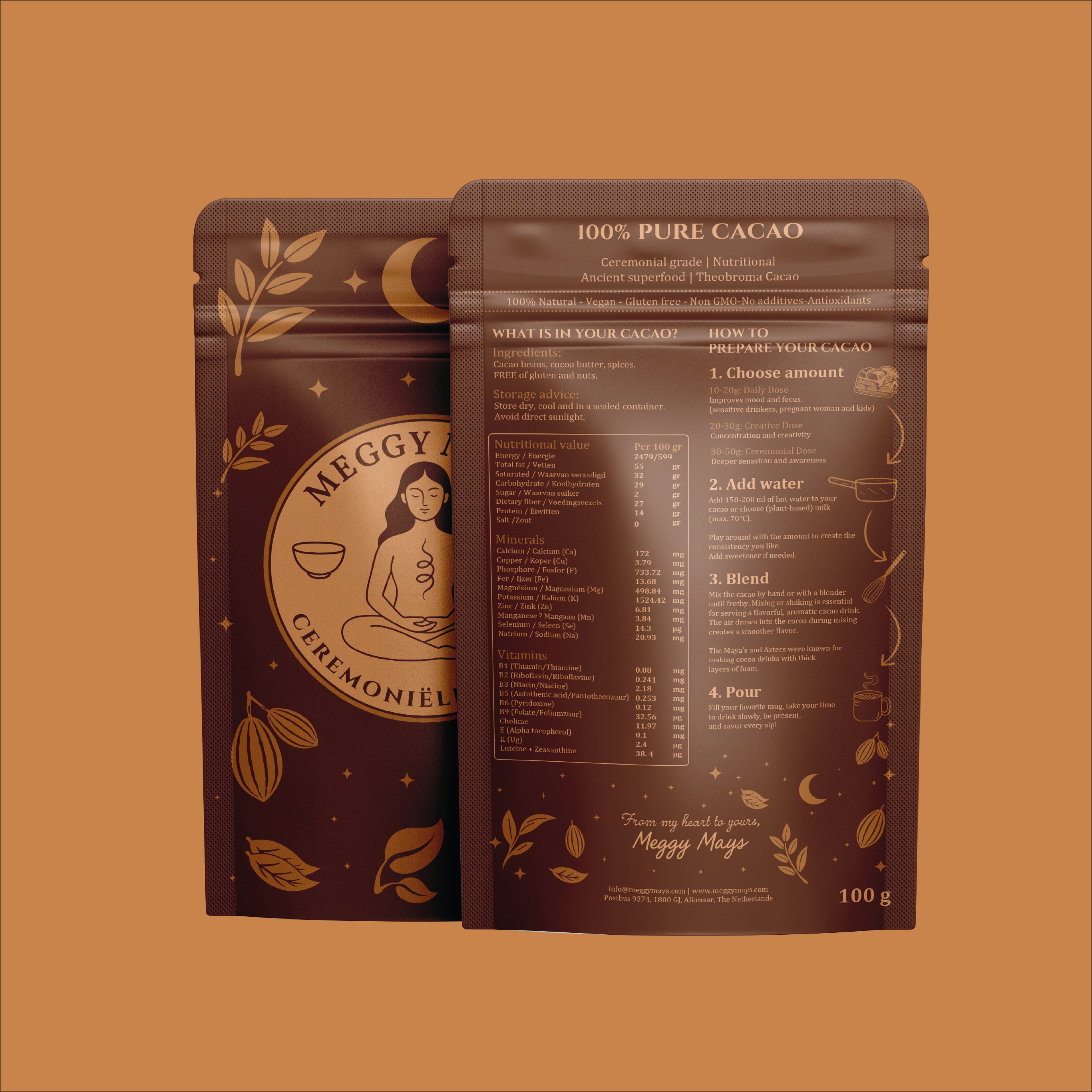 Ceremoniële Cacao van Meggy Mays |  100 % Puur & Hartopenend